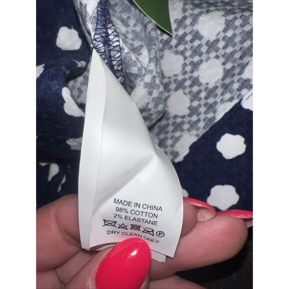 NWT KATE SPADE Cloud Dot Jacquard Pant Size 2 Navy And White Cropped Ankle Pant - Picture 11 of 12